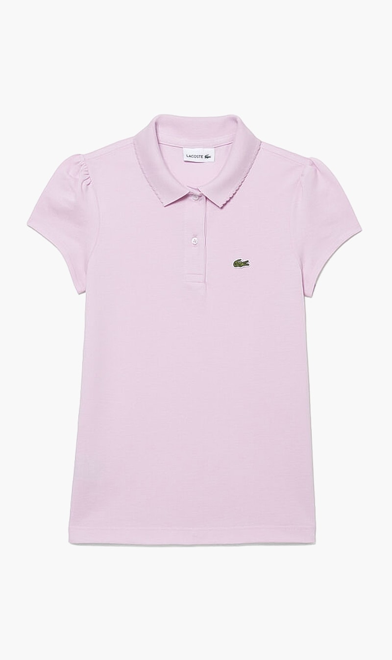 

Scalloped Collar Mini Pique Polo Shirt