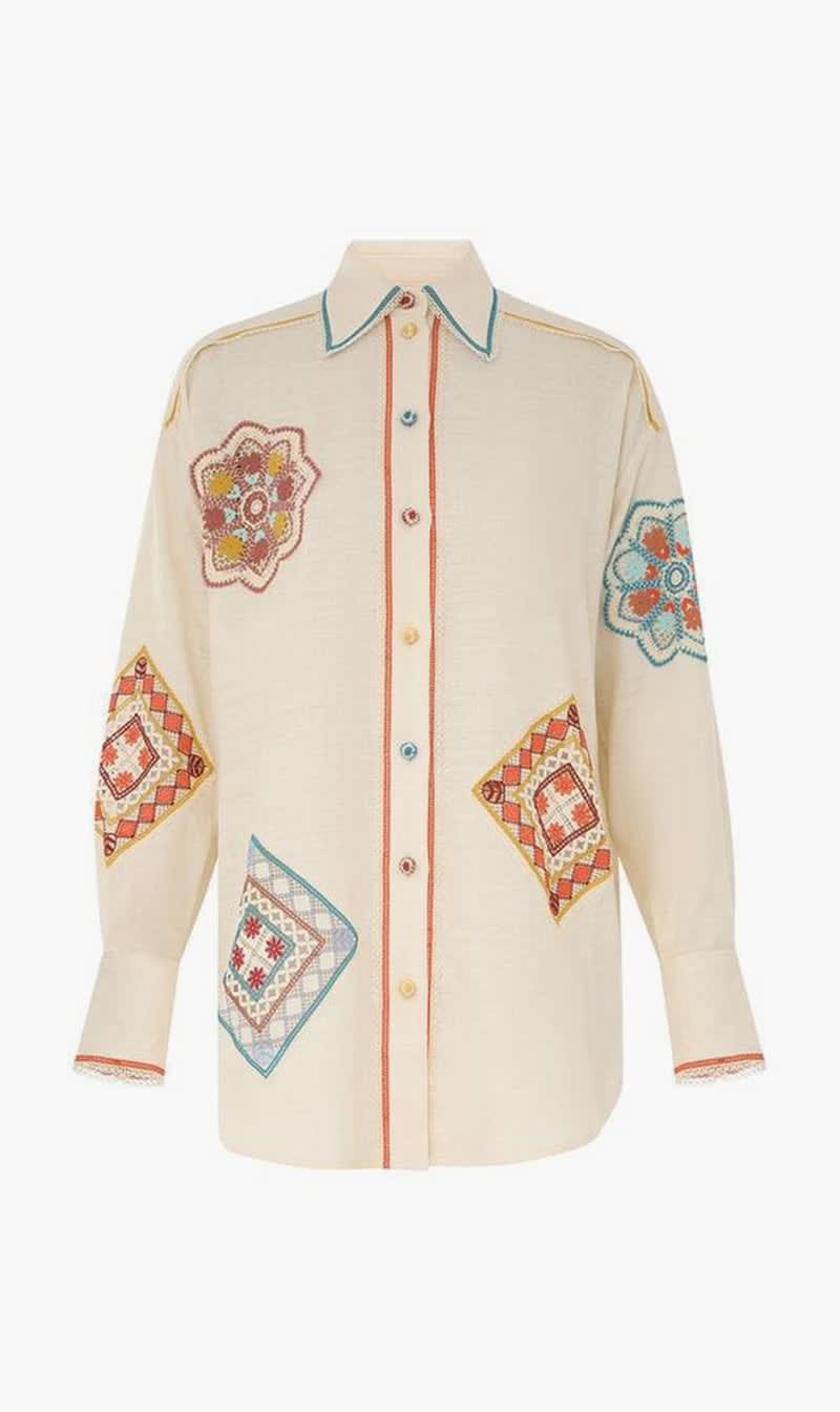 

Zimmermann Beige Ottie Doily Shirt for Women | The Deal Outlet