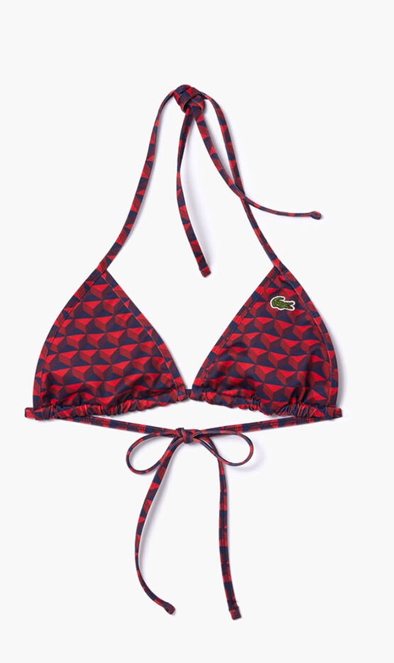 Lacoste Red Monogram Triangle Bikini Top for Women