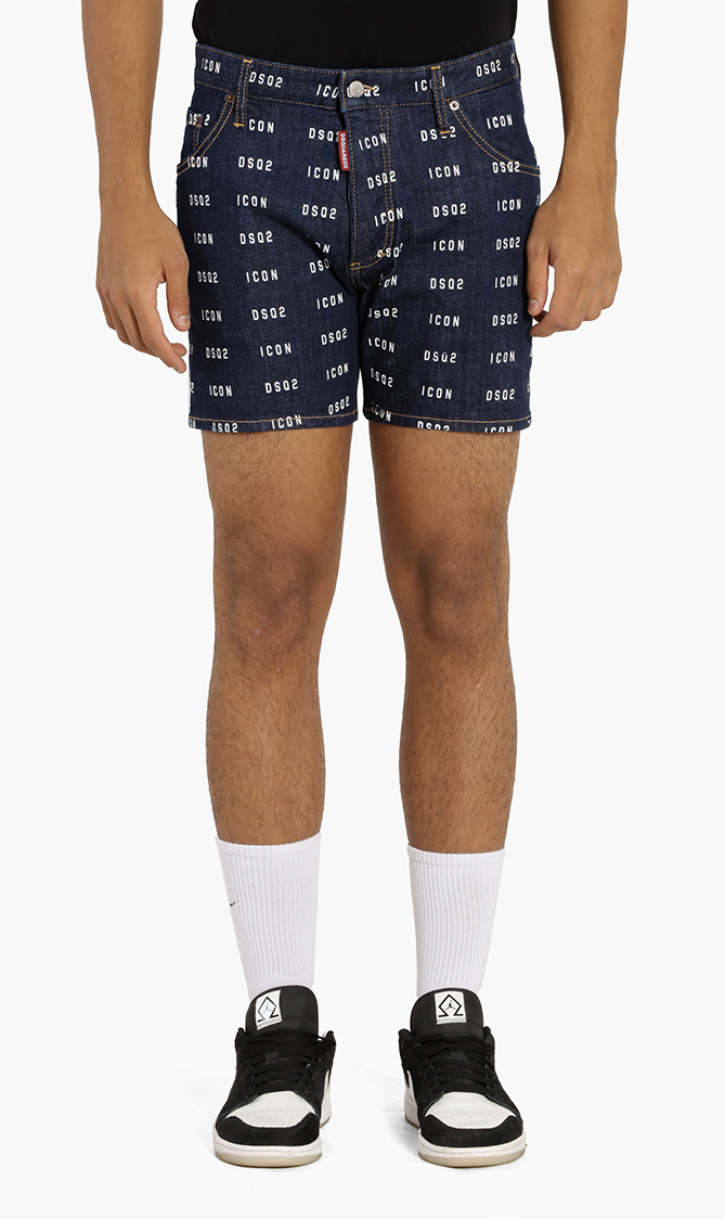 

Dsquared2 All Over Logo Denim Shorts