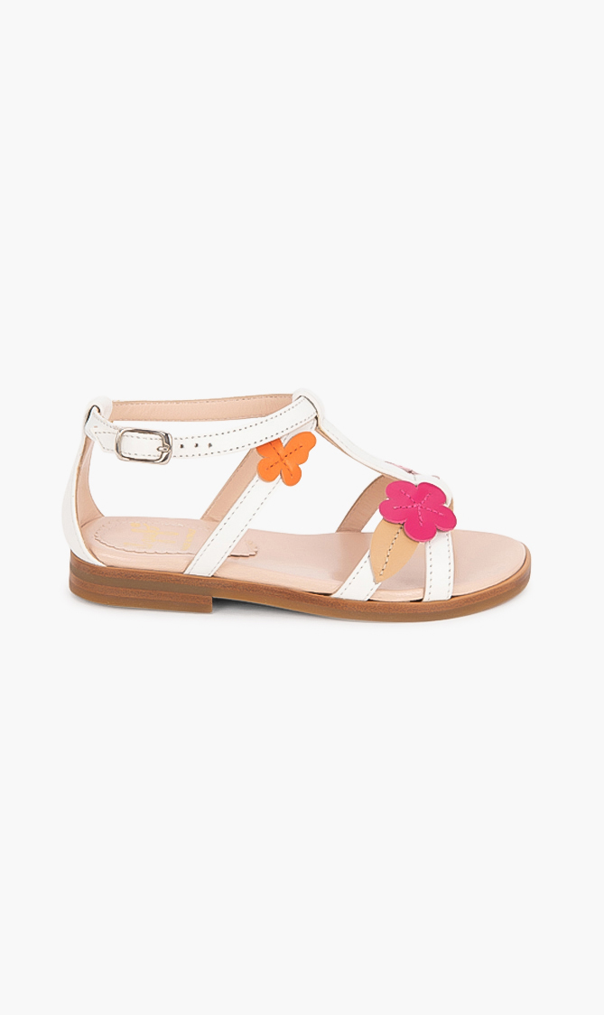 

Il Gufo Flower Patch Leather Sandals