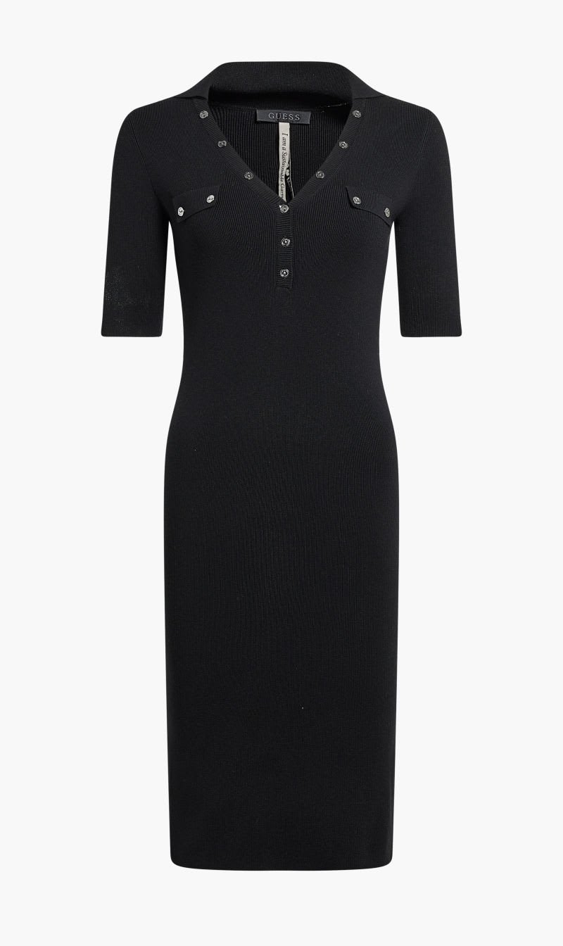 

Guess Black Ss Grace Henley Dress Swtr for Women | The Deal Outlet