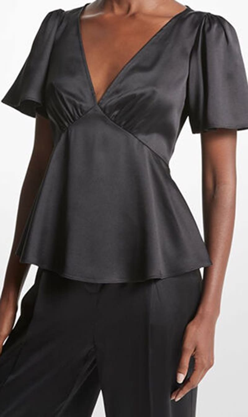 

Michael Kors Black Satin Blouse for Women | The Deal Outlet
