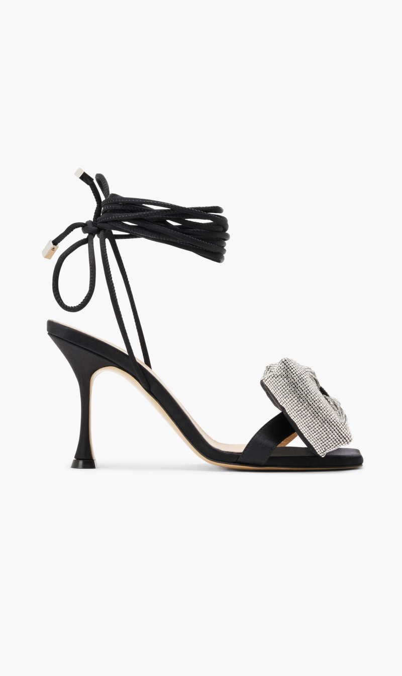 

Mach And Mach Black Nicole Puffed Bow Sandals for Women | The Deal Outlet
