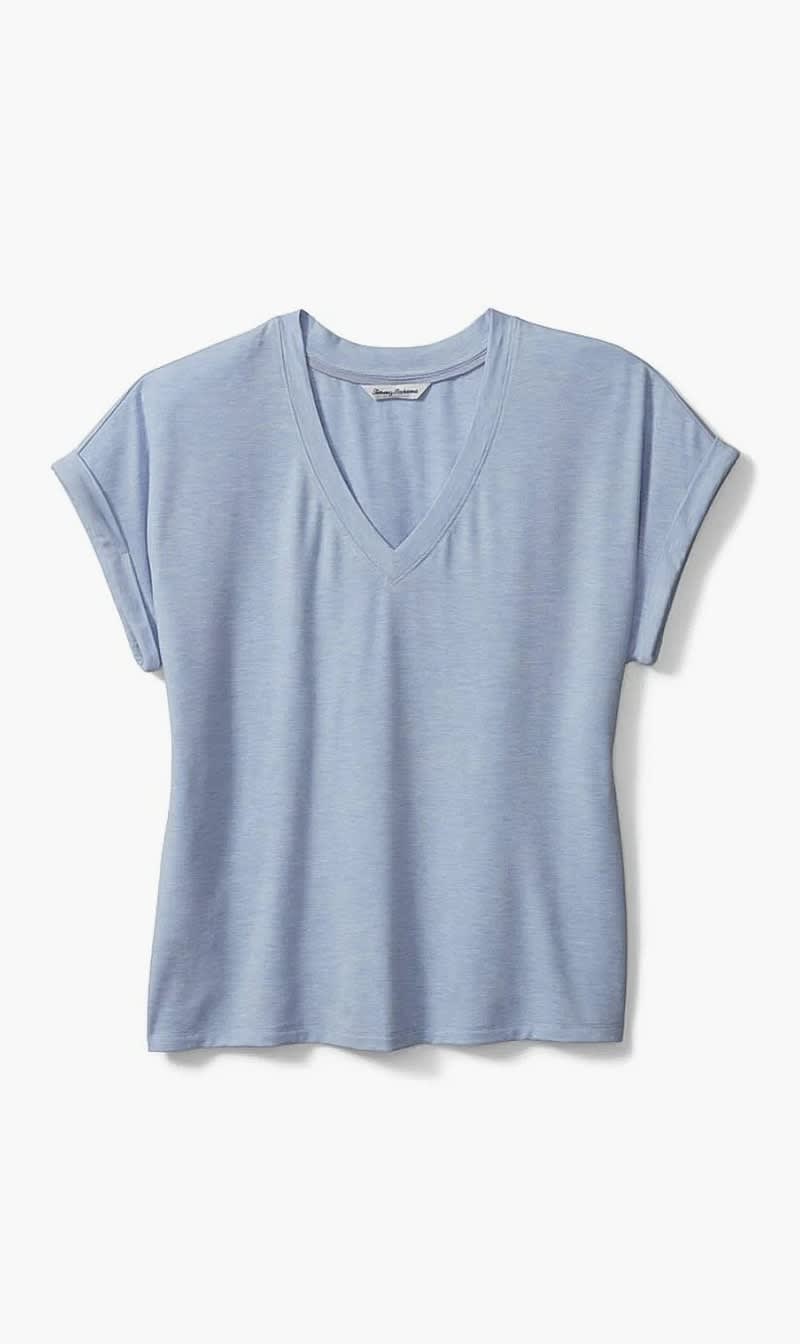 Blue Tommy Bahama White Kauai Jersey V-neck T-shirt for Women
