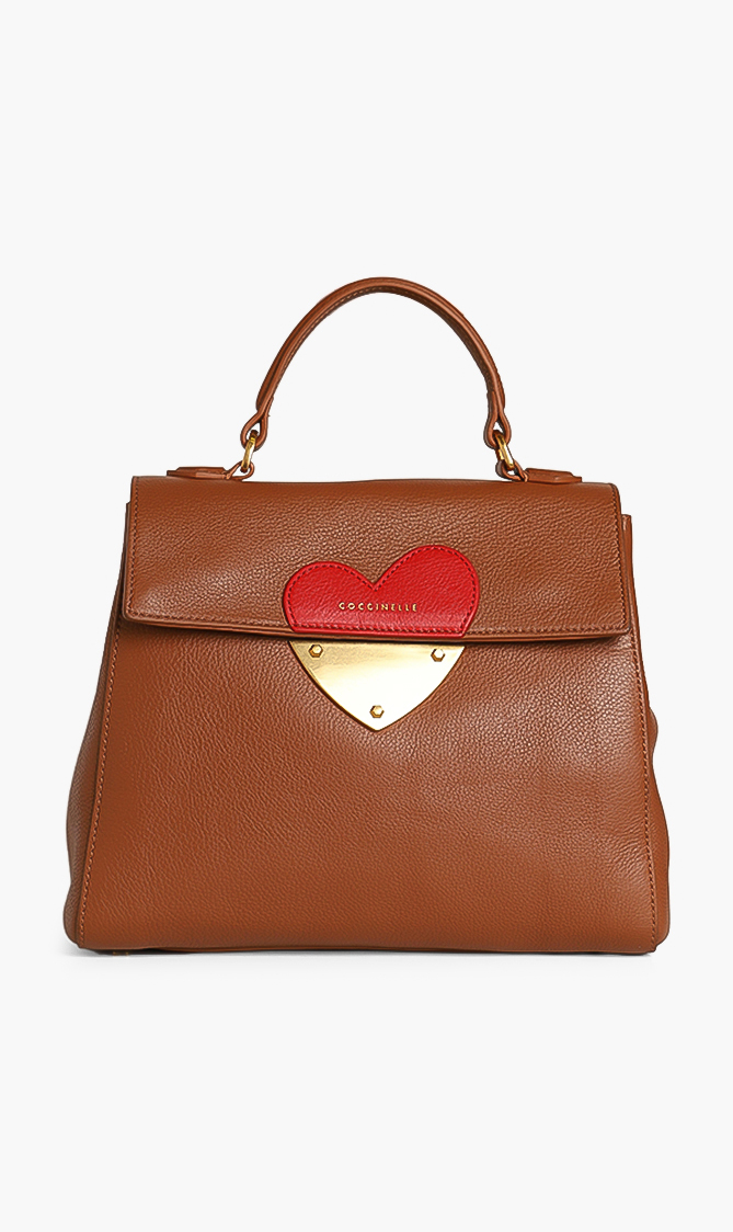 

COCCINELLE Contrasting Heart Leather Top Handle Bag