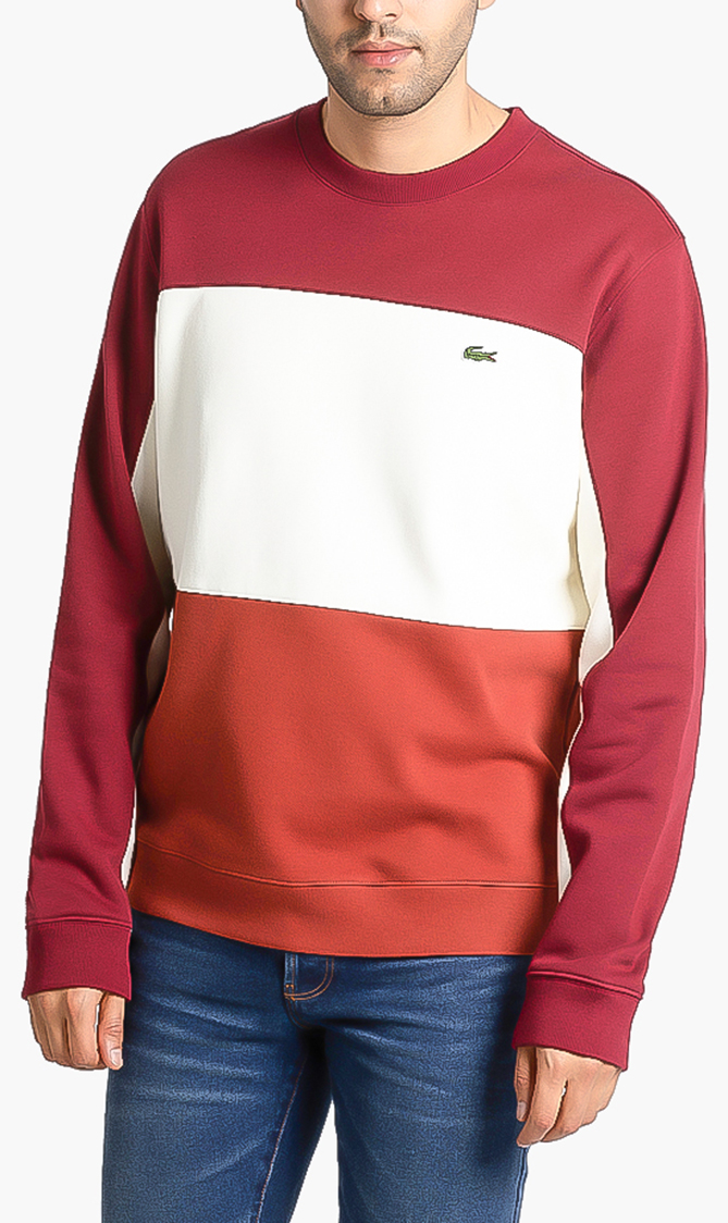 

Lacoste Crew Neck Colorblock Piquãƒâ© Fleece Sweatshirt