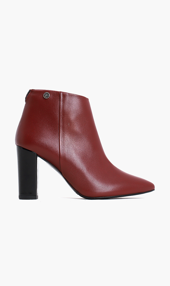 Leather Ankle Boots, Red