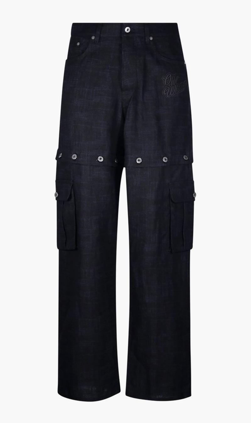 

Off-white Black 90slogo Linen Butt Cargo Pant Salone Bl for Men | The Deal Outlet