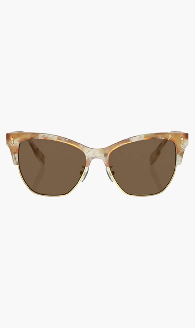 

Tory Burch Beige Cat Eye Tory Horn Frame With Dark Brown Lens  for Women | The Deal Outlet