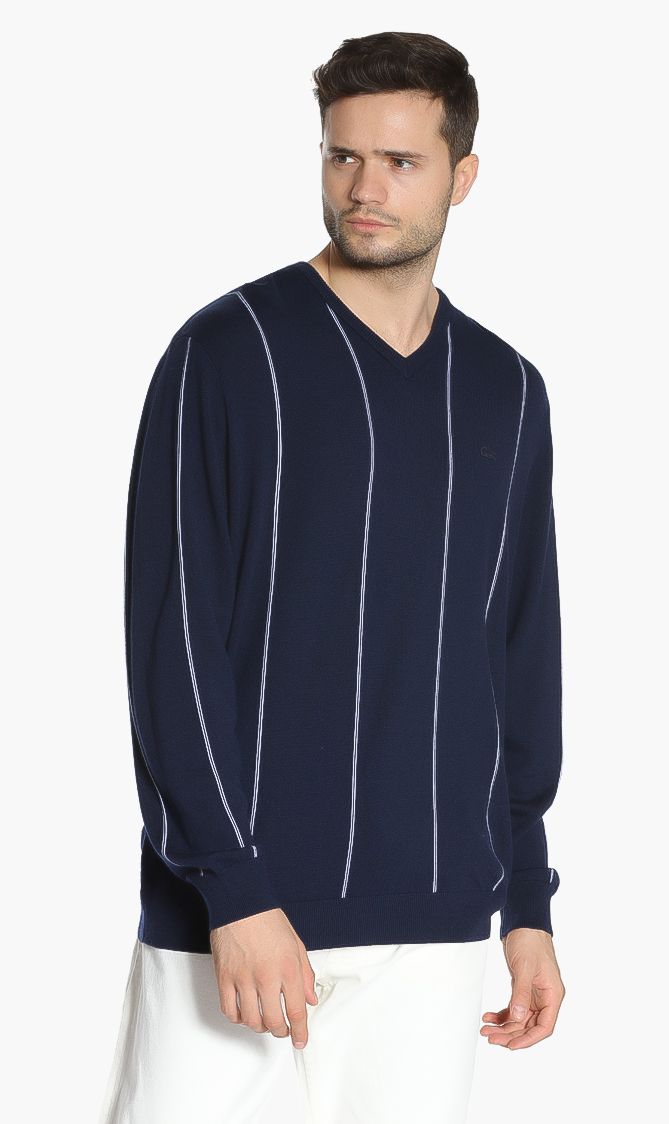 

Lacoste V-neck Striped Sweater