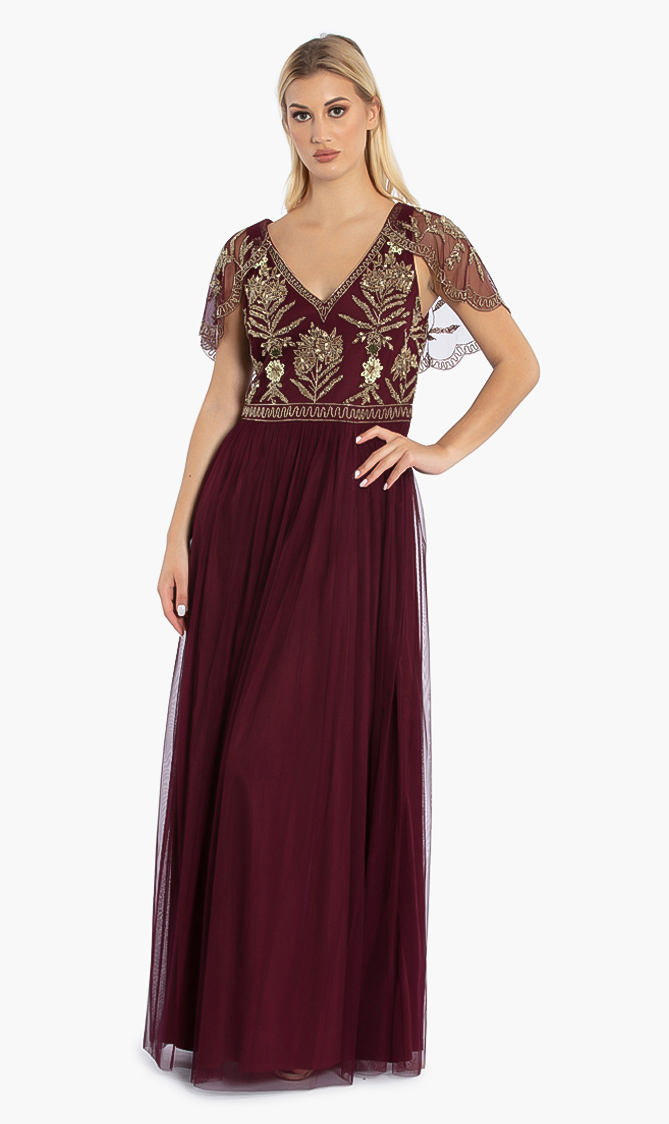 

Aidan Mattox Beaded Top Tulle Btm Gown