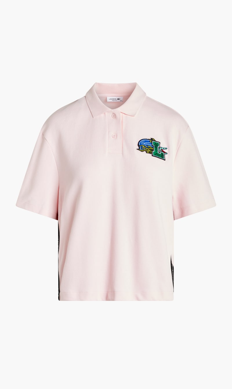 

Lacoste Pink Short Sleeved Ribbed Collar Shirt for Women | The Deal Outlet