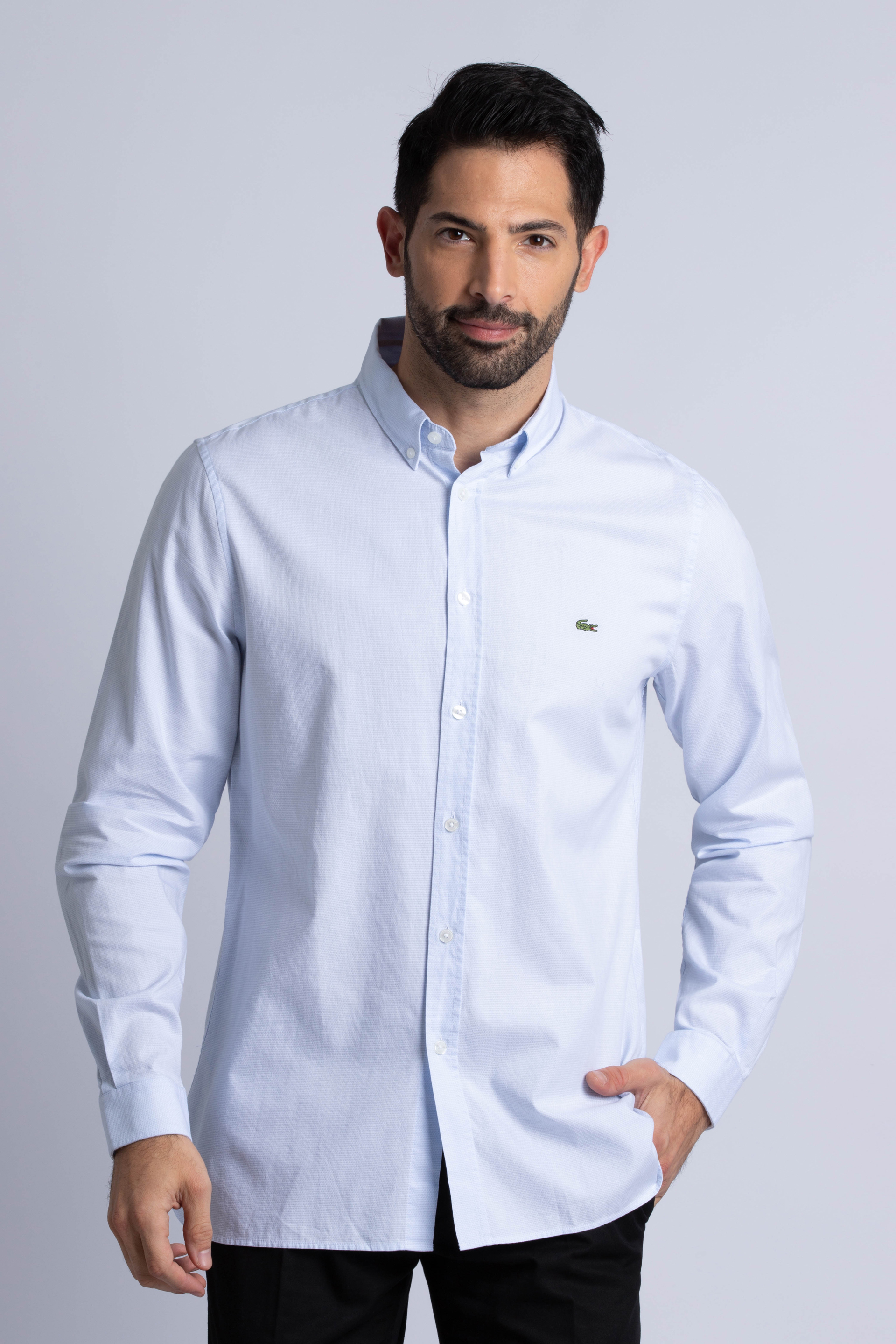 

Lacoste Slim Fit Polka Dot Print Cotton Poplin Shirt