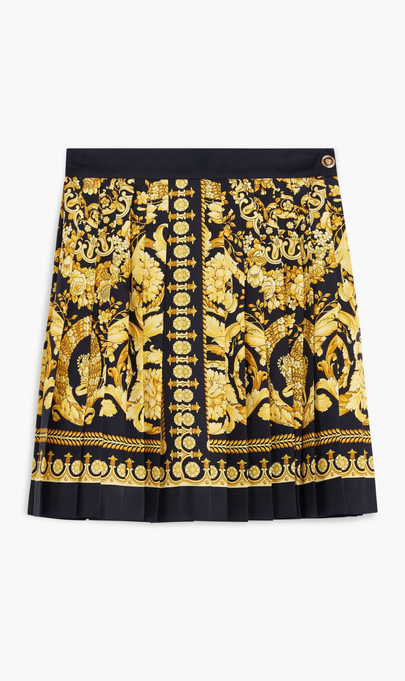

Versace Black Barocco Print Pleated Skirt for Women | The Deal Outlet
