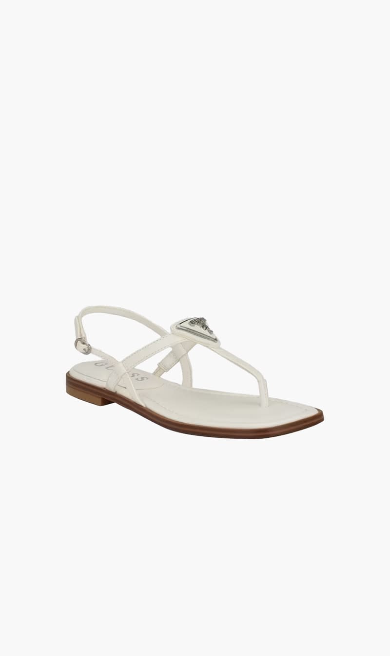 

Guess White Rainey T-strap Sandals for Women | The Deal Outlet