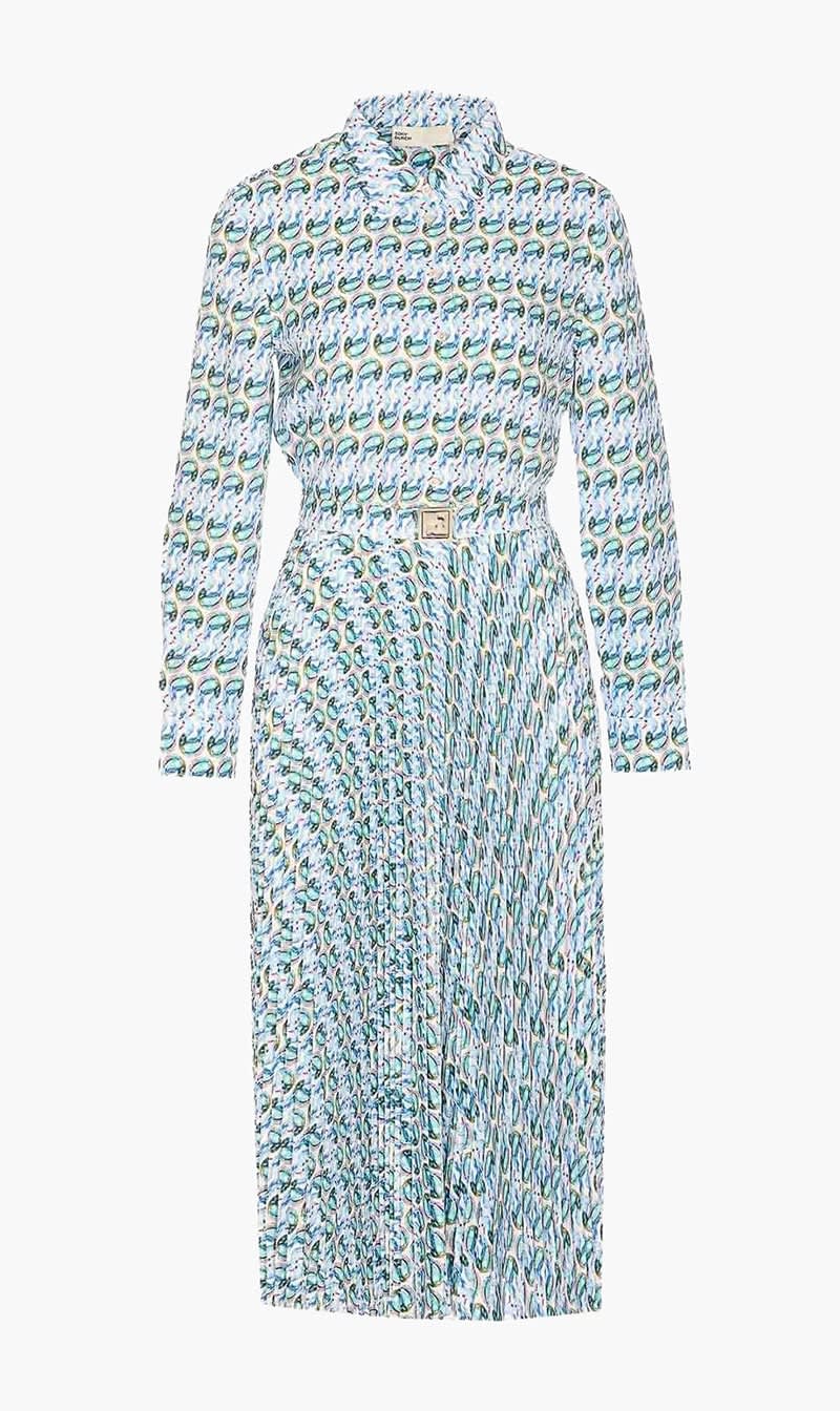 Tory Burch Blue Printed Twill Dress for Women
