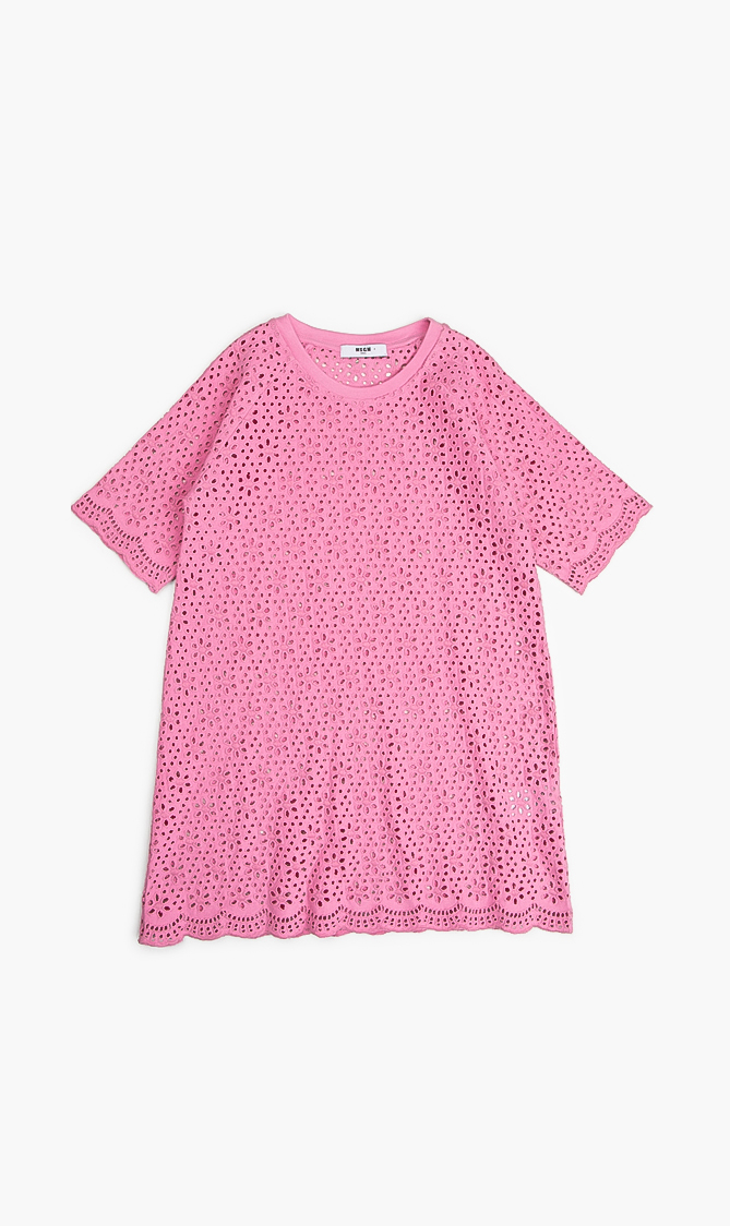 Msgm Eyelet Embroidered Dress