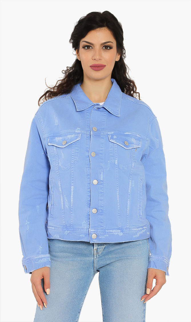 

Ripped Denim Jacket, Purple