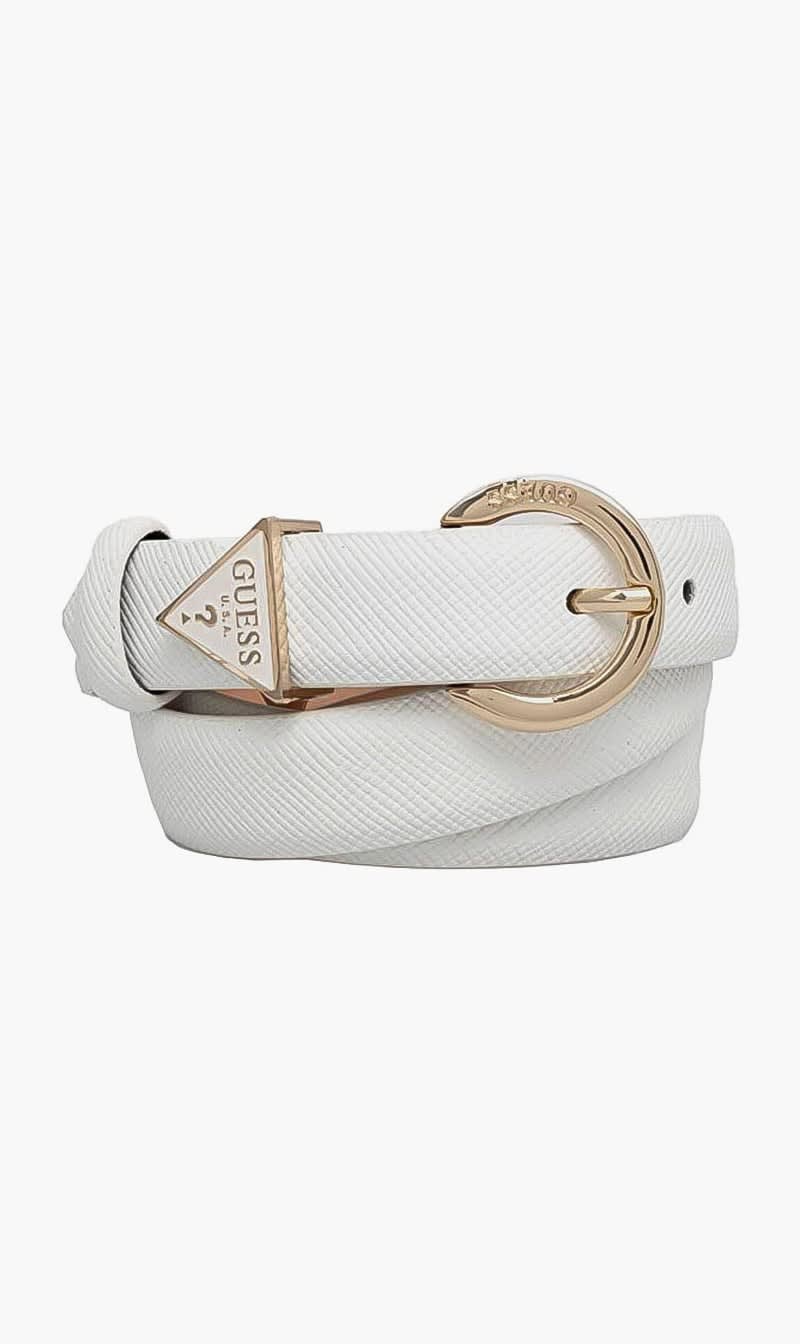

Guess White Triangle Logo Belt for Women | The Deal Outlet
