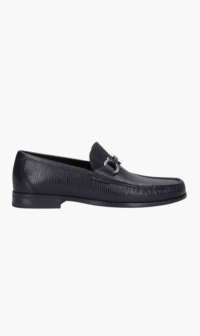 Ferragamo Black Gancini Ornament Loafers for Men