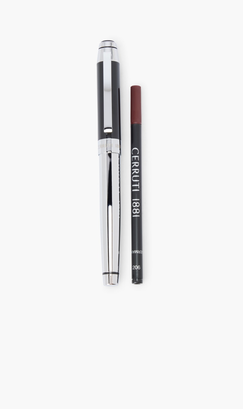 

Cerruti Silver Rollerball Pen Heritage Black | The Deal Outlet