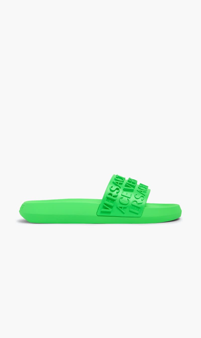 

Versace Green Pool Slides Emboss Versace Rubber for Men | The Deal Outlet