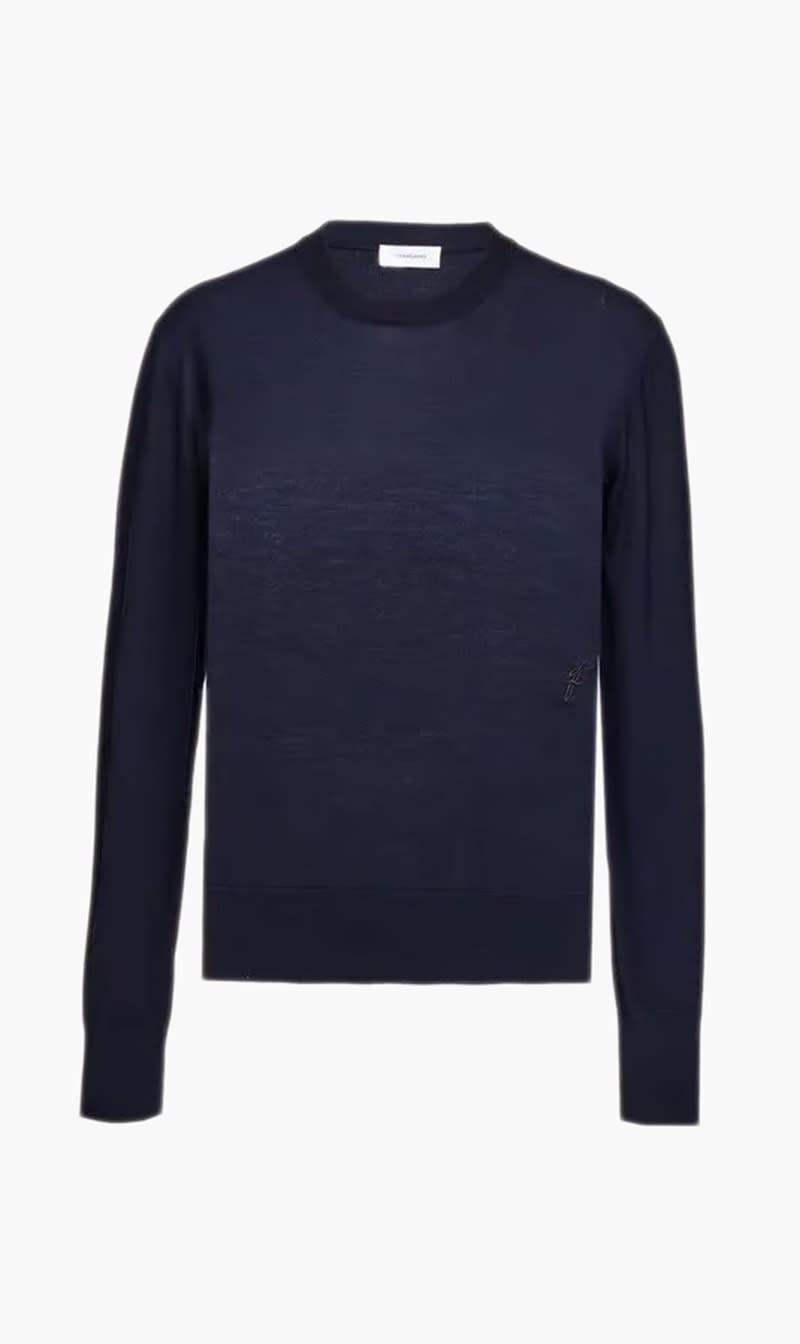 

Salvatore Ferragamo Blue Weight Wool Jerseylong Sleeves Round-neck for Men | The Deal Outlet