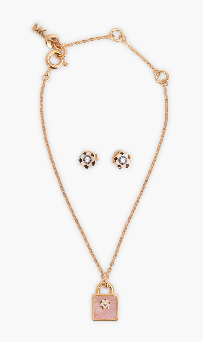 

Michael Kors Padlock Charm Bracelet & Earrings Set