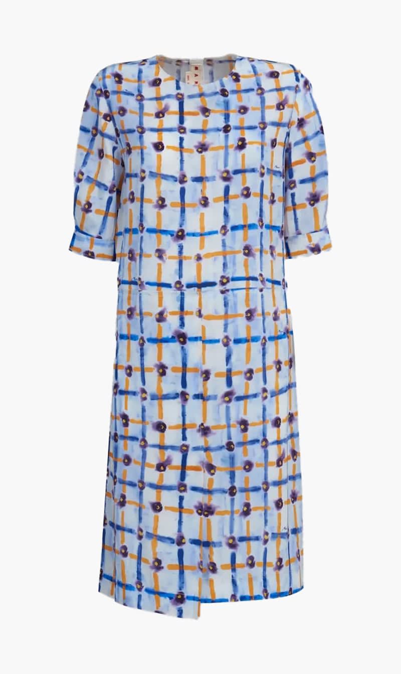 

Marni Blue Checkered Dress for Women | The Deal Outlet