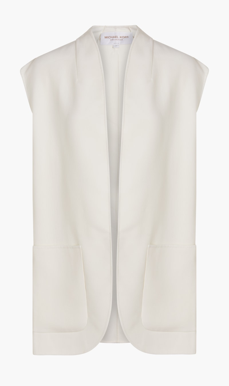 

Michael Kors White Sleeveless Wrap Jacket for Women | The Deal Outlet