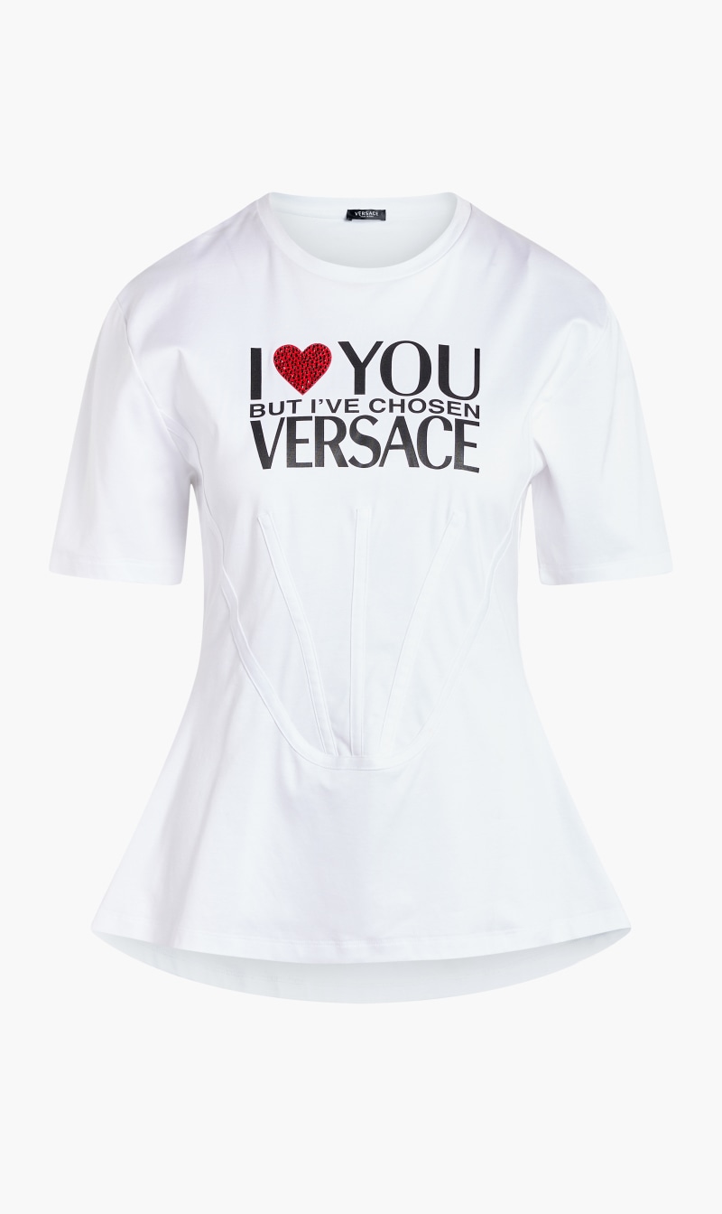 

Tshirt Peplum Ss Rn Hotfix I Love You Slogan Jersey, White