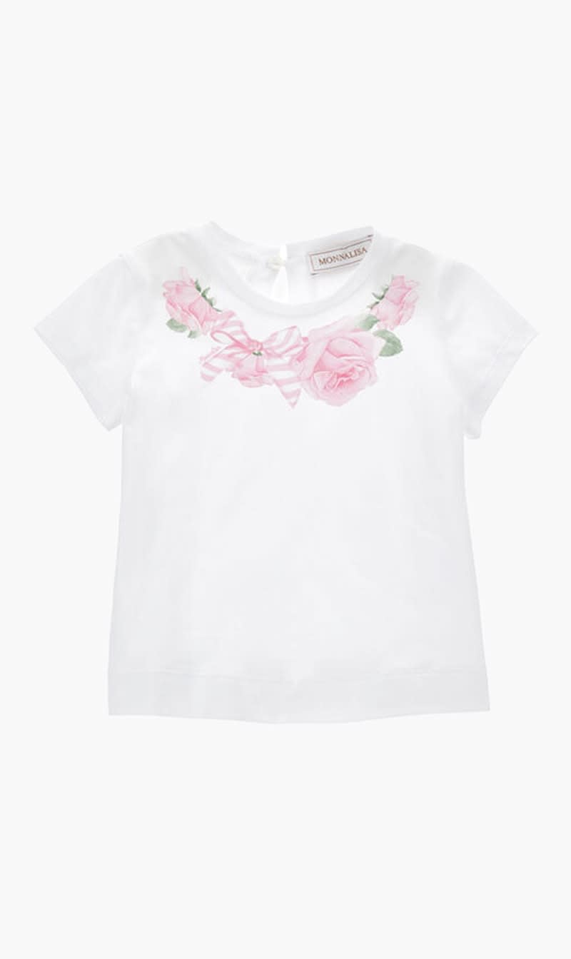 

Monnalisa White Rose Necklace T-shirt for Girls | The Deal Outlet