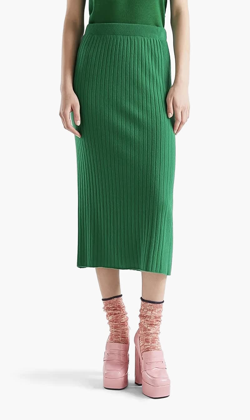 Green United Colors Of Benetton Pink Textured Ribbed Midi Skirt for Women