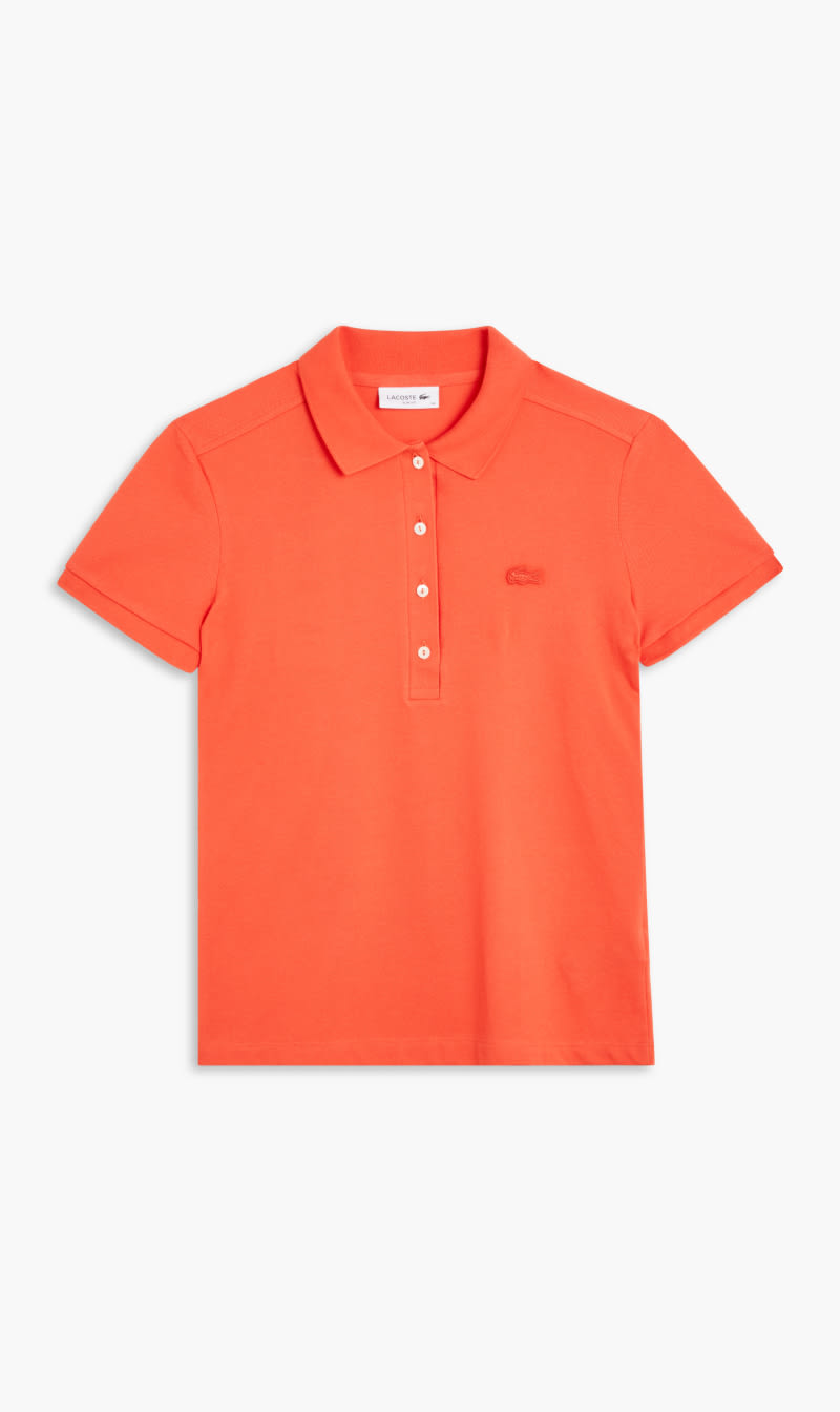 

Short Sleeved Ribbed Collar Shirt, Red