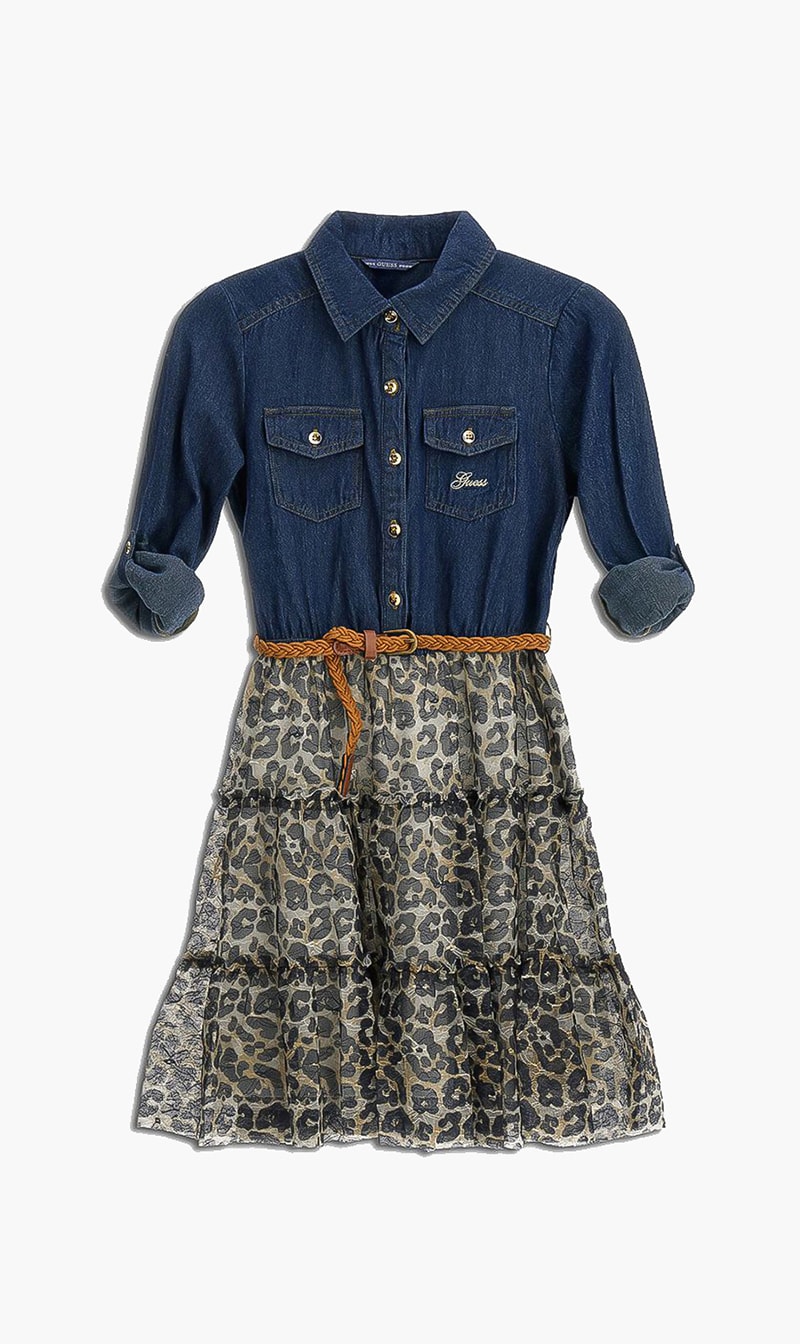 

Animal Print Denim Dress, Blue