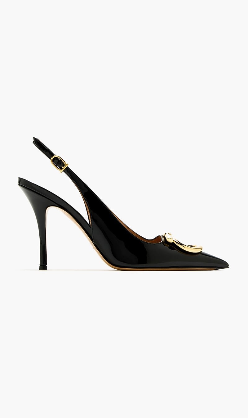 Black Ferragamo Red Maxi Gancini Slingback Pumps for Women