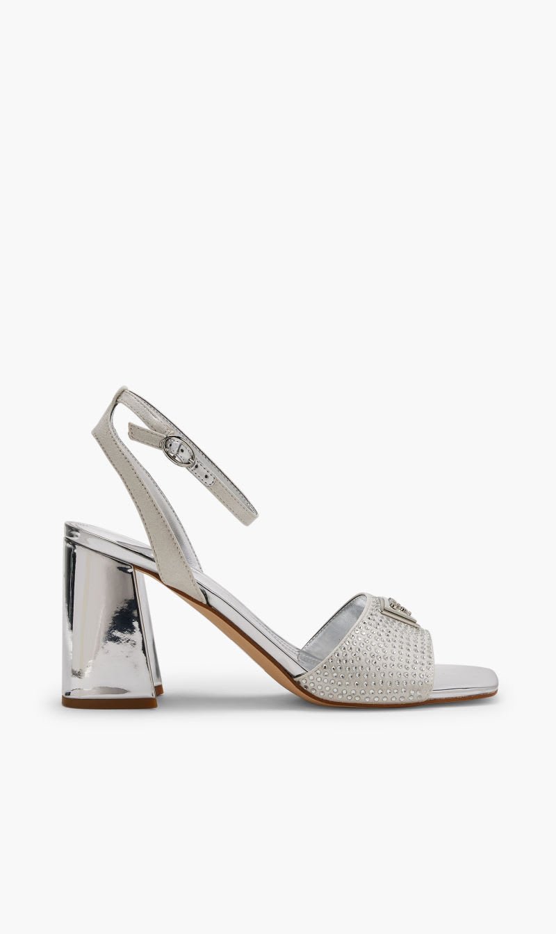

Guess Silver Gelya Dress Sandals for Women | The Deal Outlet