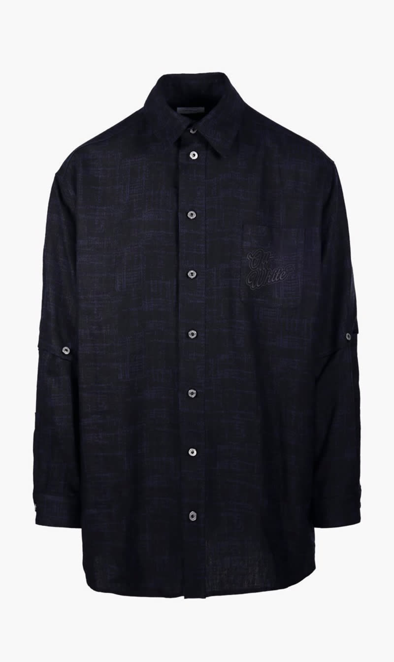 

Off-white Black 90slogo Linen Butt Overshirt Salone Bla for Men | The Deal Outlet
