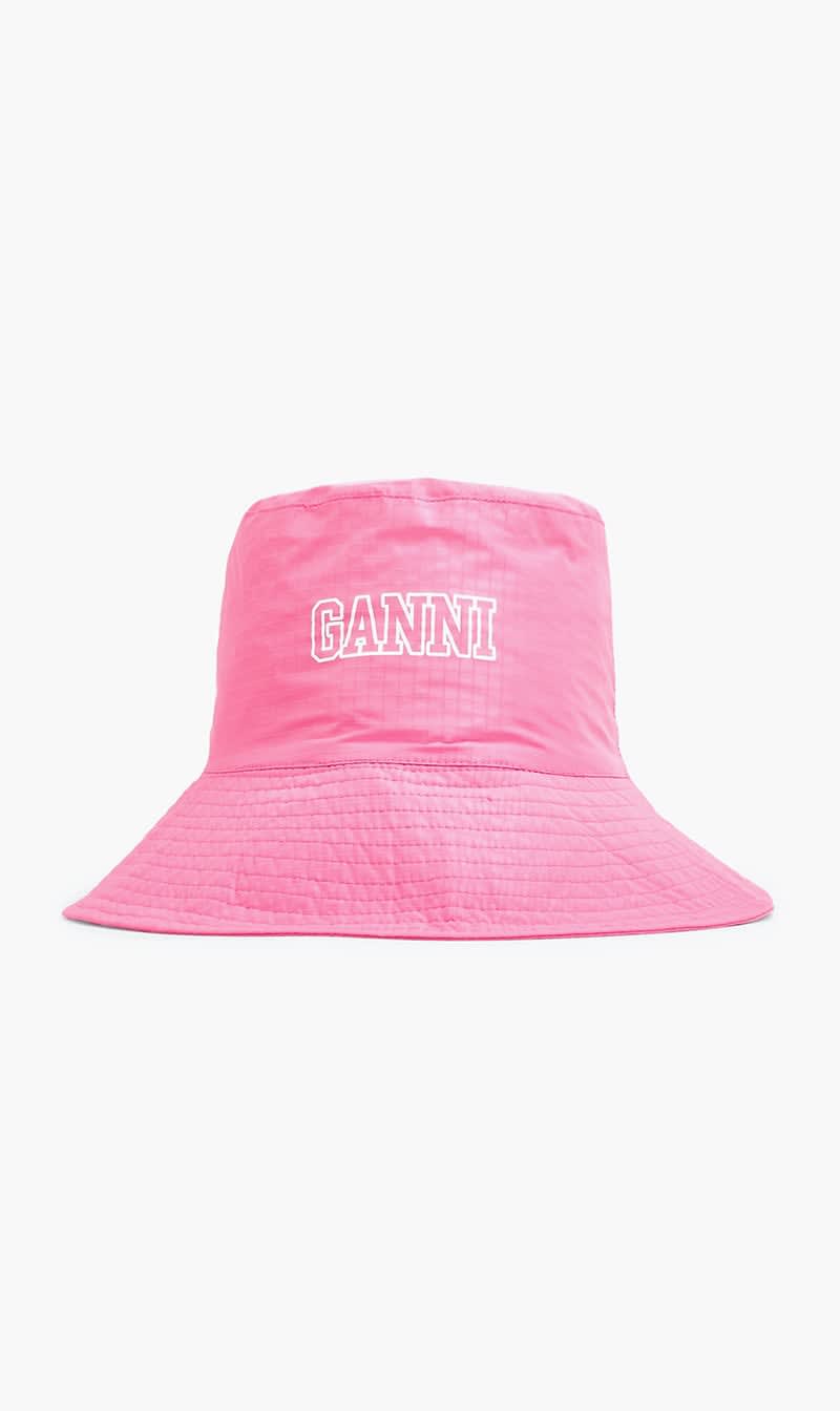 

Ganni Pink Logo Bucket Hat for Women | The Deal Outlet