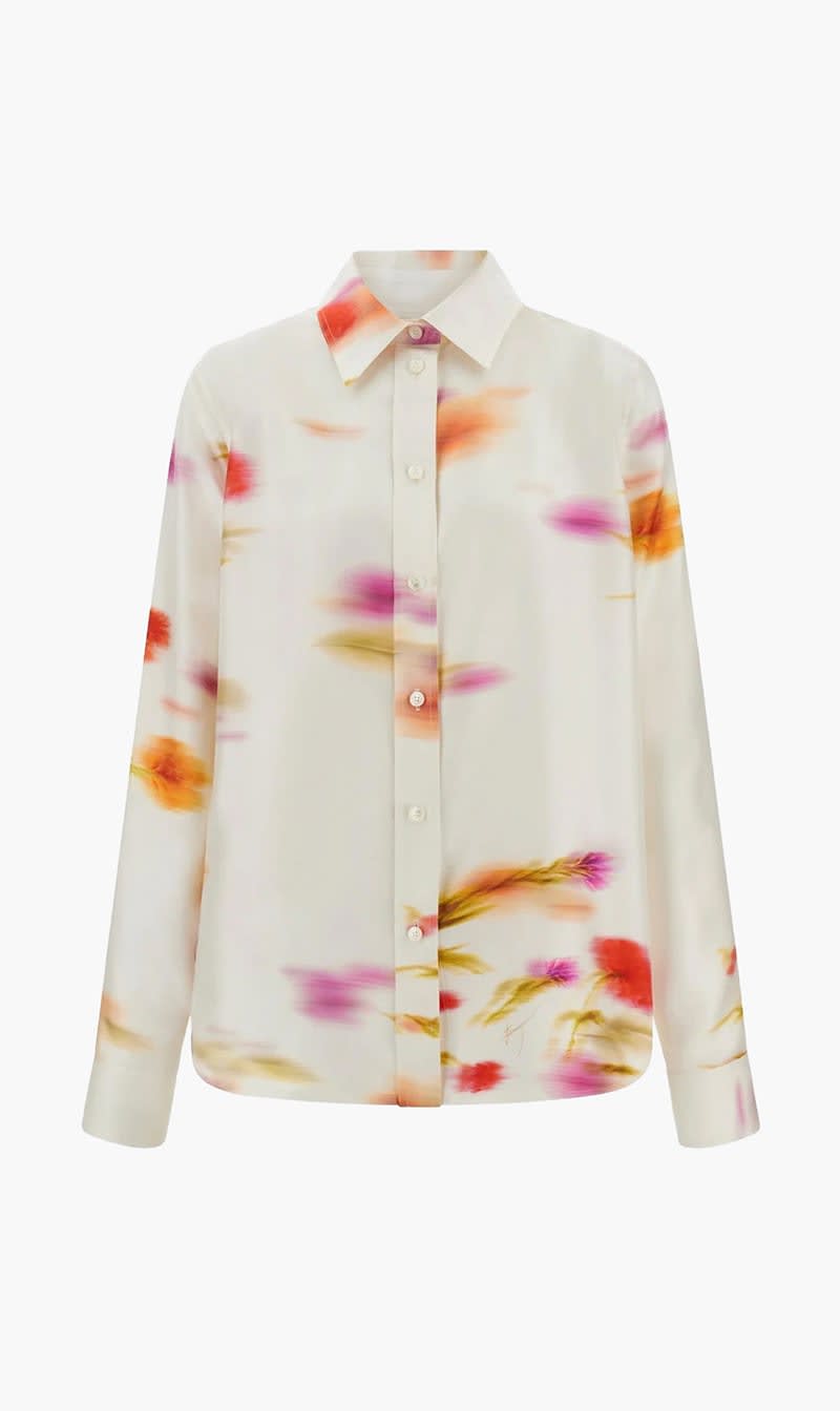 Ferragamo White Blossom Print Long Sleeved Shirt for Women
