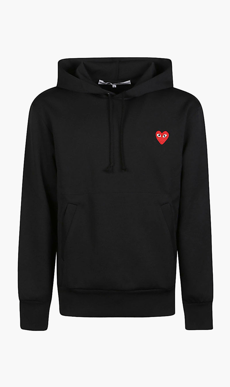 

Heart-print Pullover Hoodie, Black