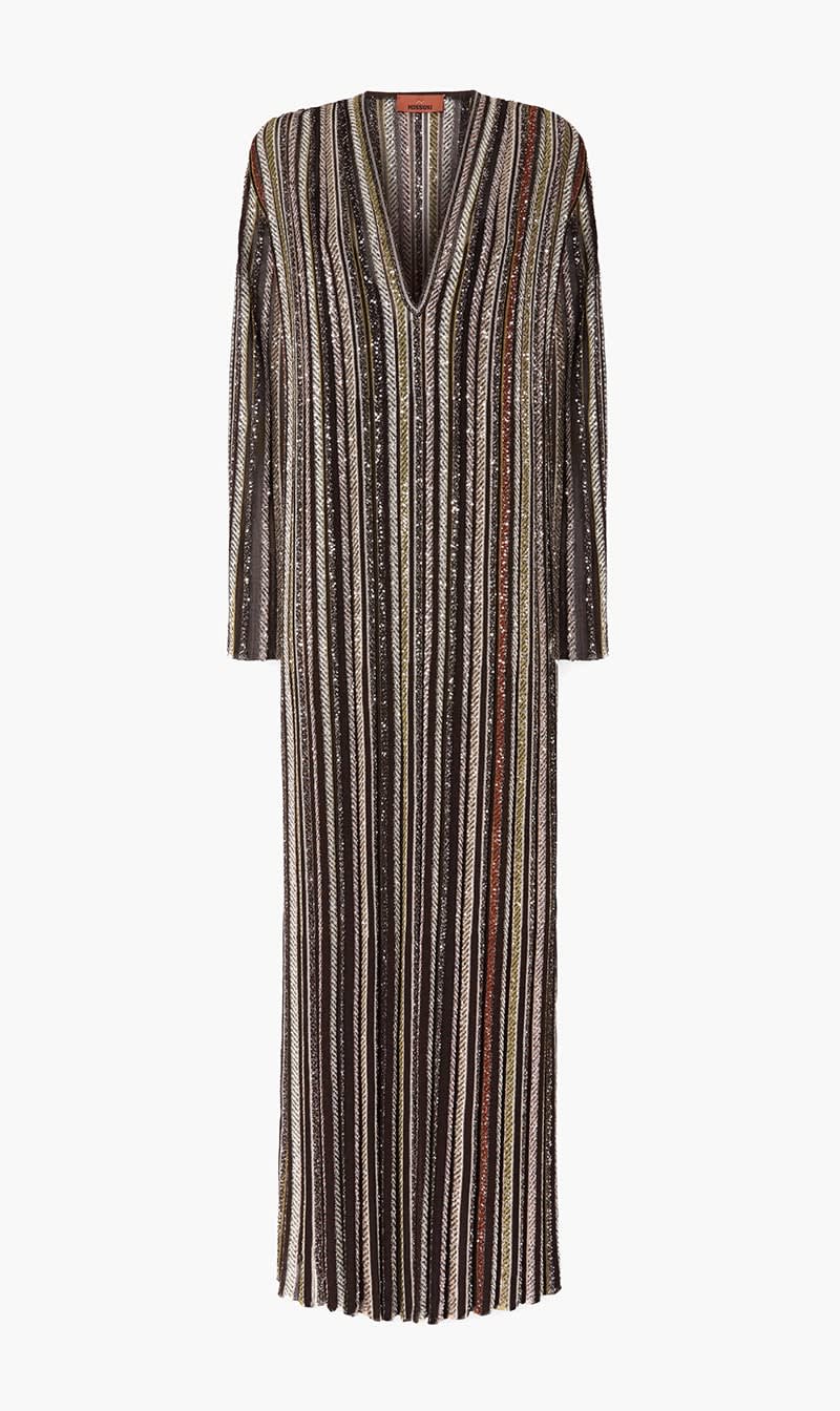 

Missoni Multi-color V Neck Striped Knit Dress for Women | The Deal Outlet