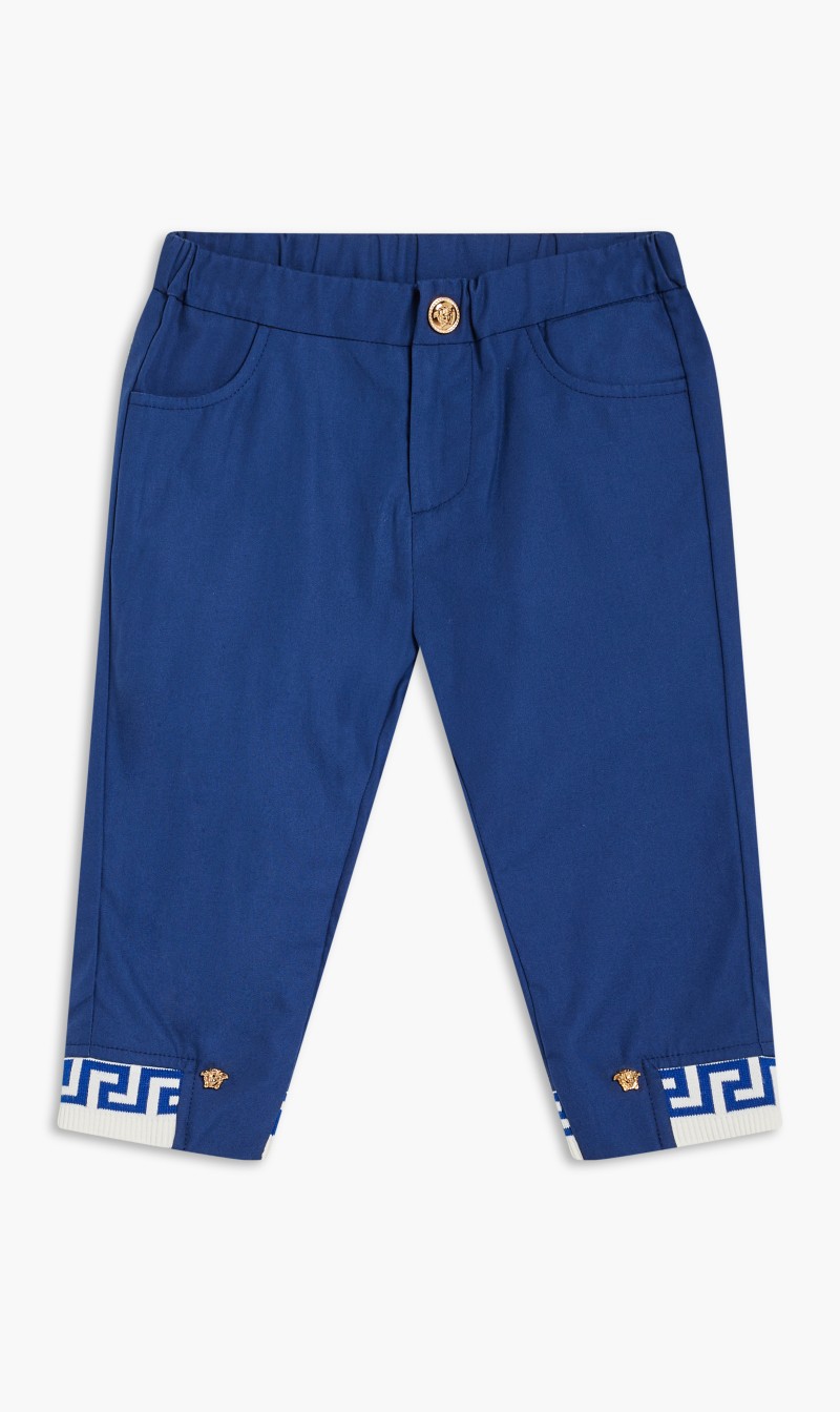 

Versace Blue Bb Informal Pant Gab Greca Cuff for Kids | The Deal Outlet