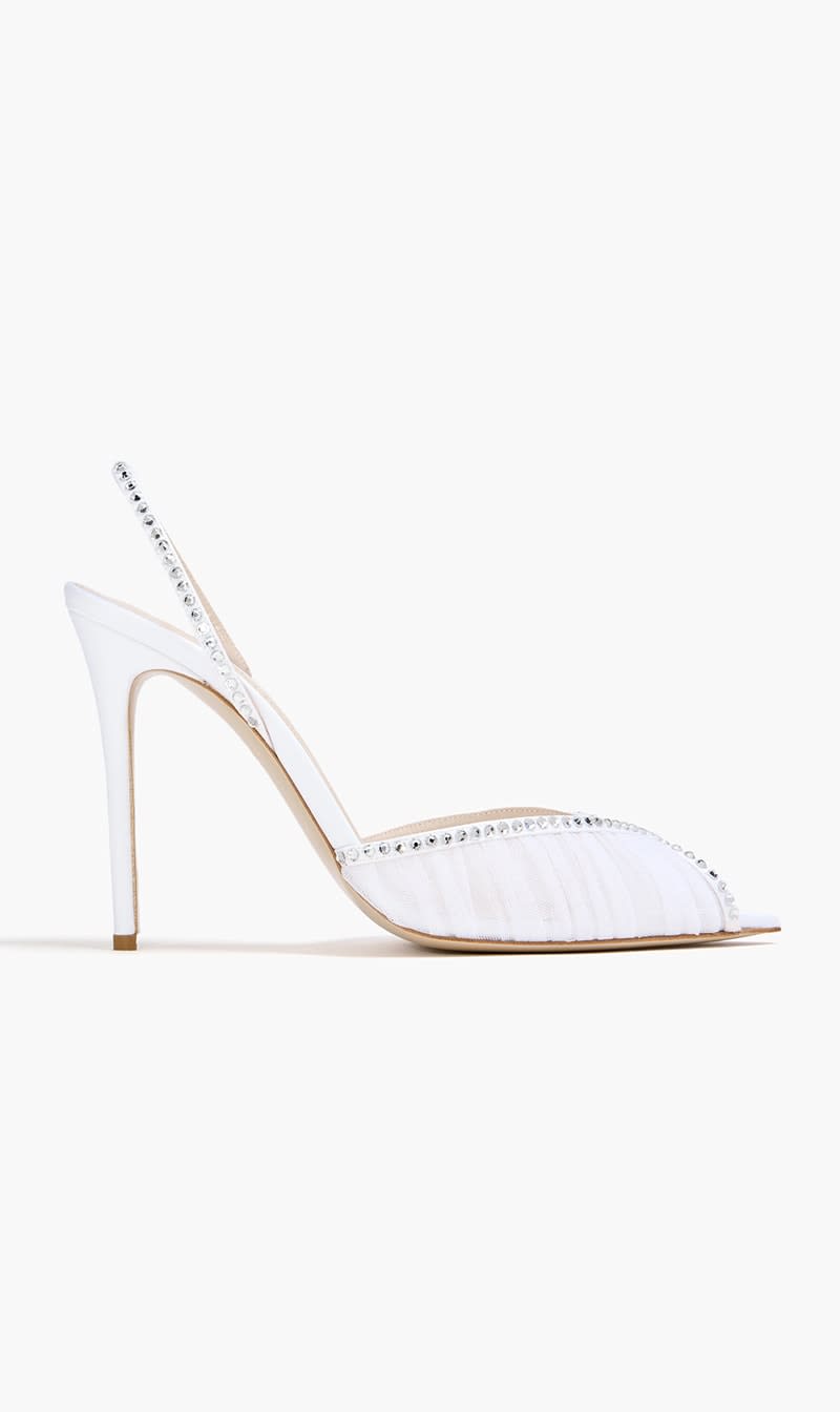 

Andrea Wazen White Katy Sling Pumps for Women | The Deal Outlet