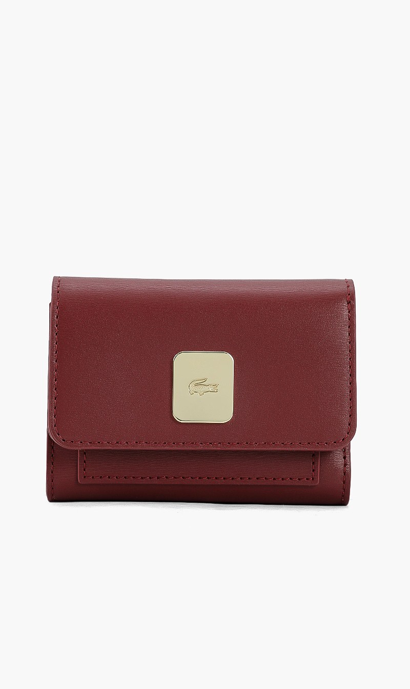 

Flap Trifold Leather Wallet, Red
