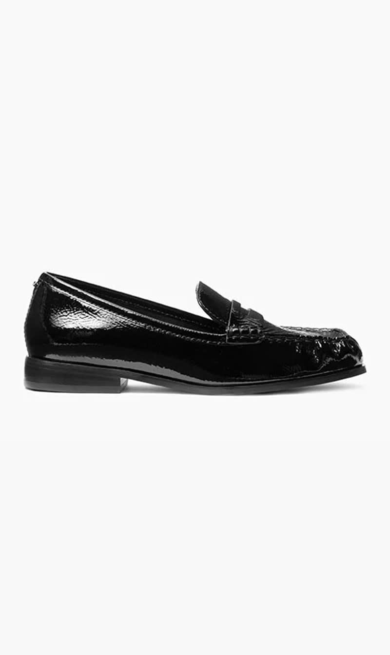 

Michael Kors Black Carlson Crackled Patent Leather Loafer for Women | The Deal Outlet