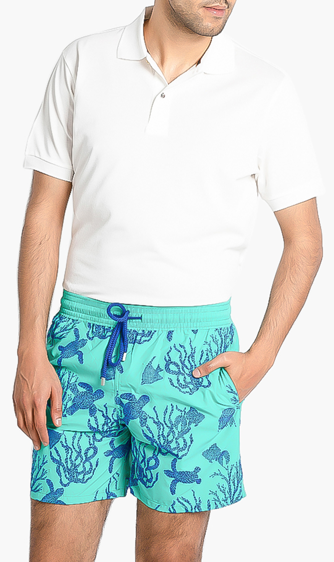 

Vilebrequin Moorea Coral Turtles Flocked Swim Trunks