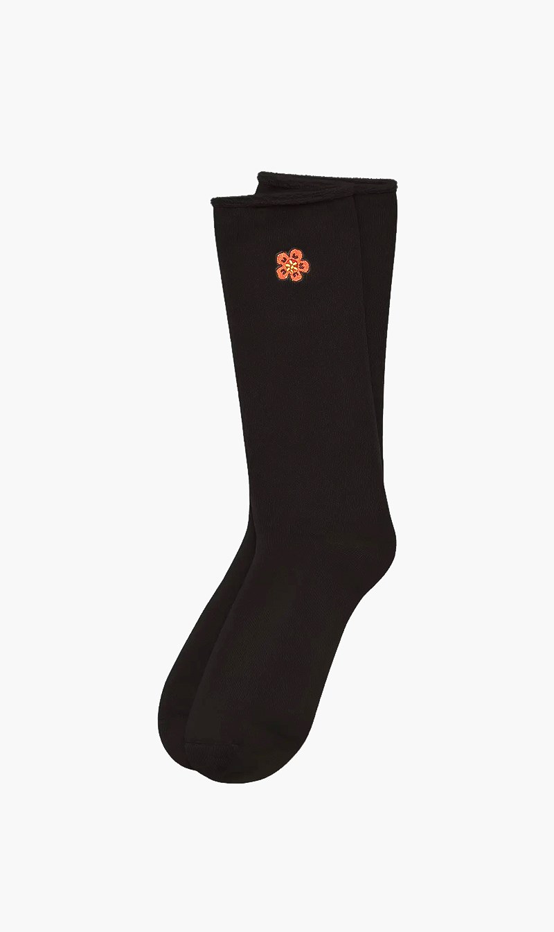 

Boke Flower Embroidered Socks, Black
