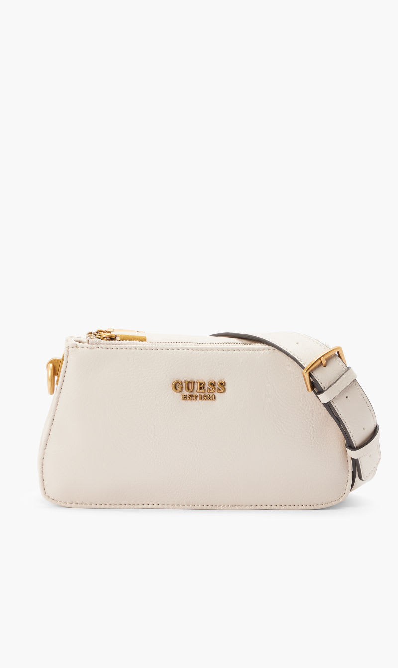 

Guess White Arja Double Zip Crossbody for Women | The Deal Outlet